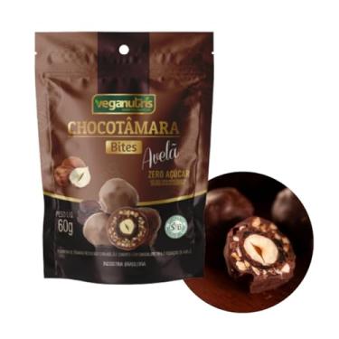 Imagem de BOMBOM VEGANO DE TÂMARA COM AVELÃ E CHOCOLATE 70% CHOCOTÂMARA BITES VEGANUTRIS 60G