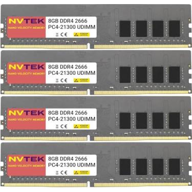 Imagem de NVTEK 32GB (4X8GB) DDR4 2666MHZ PC4-21300 UDIMM 1Rx8 1.2V CL19 288-PIN Non-ECC Unbuffered Desktop PC Memory KIT