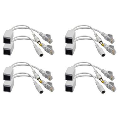Imagem de zdyCGTime Kit de injetor PoE passivo e divisor PoE com Ethernet RJ45 e alimentação via conector adaptador F/M CC 5,5 x 2,1 mm (branco, 4 pares