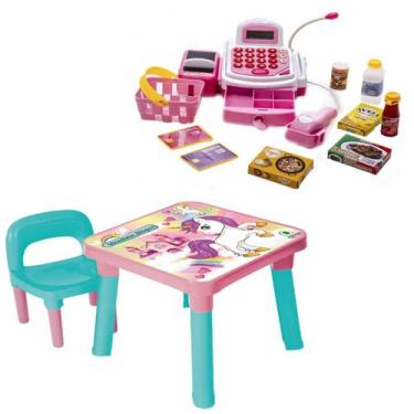 Imagem de Mesa Infantil Com Cadeira Unicórnio + Caixa Resgistradora - Monte Líba