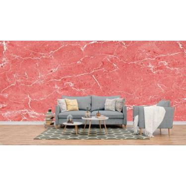 Imagem de Papel de Parede Painel 3D Mármore branco Vermelho 4M Auto Colante Lavá