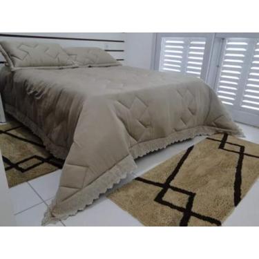 Imagem de Tapete frufru para quarto 2 peças - Valentina Confecções, Café com lei