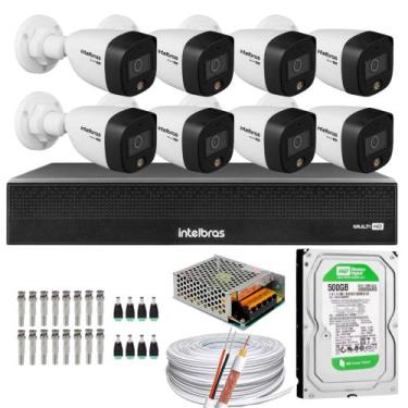 Imagem de Kit 8 Câmeras Intelbras Cftv 1080p Full Color Colorida Noite C/HD 500G