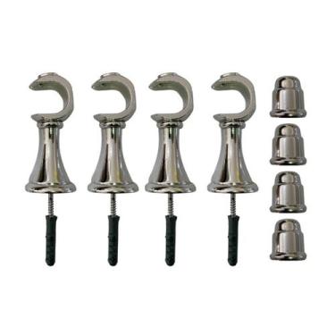 Imagem de Kit 4 Suporte Para Varão Cortina Com Ponteira 28Mm Cromado - Moreti