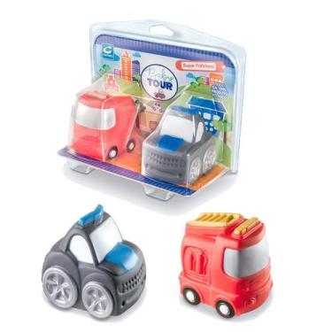 Imagem de Kit Brinquedos Caminhão De Bombeiro E Viatura Baby Tour - Cometa Brinq