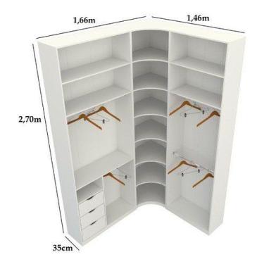 Imagem de Kit Closet Loja Modulado Armário Colmeia Canto M87 100% Mdf - VETORIAL