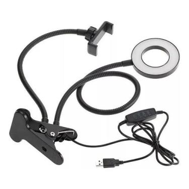 Imagem de Iluminador Ring Light Anel Garra Luz Portátil Suporte Articulado Para 