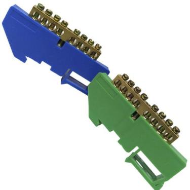 Imagem de Kit Barramento Neutro e Terra para Trilho Din 8 Furos Terminal Barra P