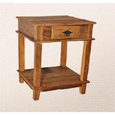 Imagem de Mesa de Cabeceira 40x40x70cm 1 Gaveta 1 Prateleira Madeira de Demoliçã