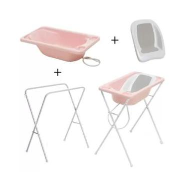 Imagem de Kit banheira bebê plástica acqua trio - galzerano - GALZERANO , ROSA P