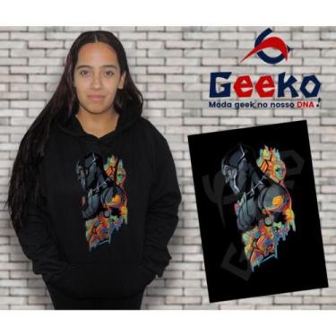 Imagem de Moletom Canguru Feminino Pantera Negra Black Panther Geeko, Preto, G