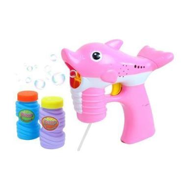 Imagem de Brinquedo Bolinha de sabão golfinho com recargas com luz e som -Rosa -