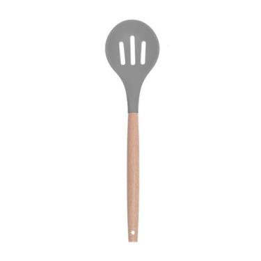 Imagem de Colher Raspa Tudo Perfurada De Arroz Silicone Bambu 32cm - Ladiv Comer