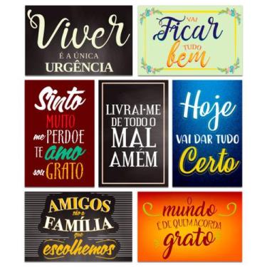 Imagem de Kit Placas Decorativas Frases Motivacional Mdf 7 Pçs 20x30cm - Art Pri