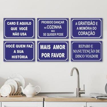 Imagem de Kit 6 Placas Decorativas Frases Divertidas 20x13 cm Mdf - Art Print