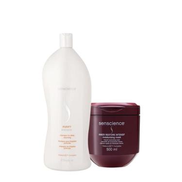 Imagem de Kit Senscience Purify Shampoo Antirresíduo Litro e Inner Restore Inten
