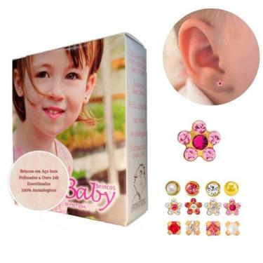 Imagem de Brincos Para Bebês E Crianças 100% Antialérgico Ouro 24k AT - Studex