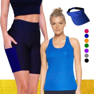 Imagem de Camiseta REGATA DRY Tecido Furadinho + SHORT Legging COM BOLSOS + VISE