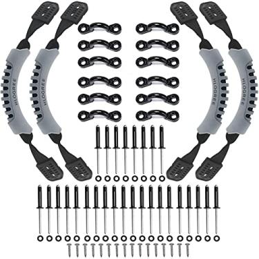 Imagem de Alça de transporte para caiaque, acessório para caiaque, 4 peças de canoa, cabo de transporte lateral para barco, cabo de borracha, kit de acessórios de substituição para oceano, vida útil, pescador, mala de viagem cinza