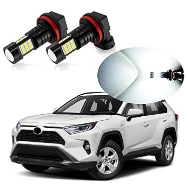 Imagem de MEALAM Lâmpada de farol de neblina LED Xenon branco H11 H8 6000K 2400 lúmens por par lâmpadas de halogênio compatíveis com Toyota RAV4 2016 2017 2018 2019 2020 2021, pacote com 2