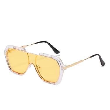 Imagem de HPIRME Óculos de sol quadrados grandes vintage, óculos de sol masculinos e femininos, óculos escuros UV400, 7, tamanho único