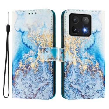 Imagem de Capa carteira para Xiaomi 14T Pro, 3 compartimentos para cartão, 1 compartimento para dinheiro, capa flip de couro PU com padrão fofo, capa com fivela magnética à prova de choque, compatível com