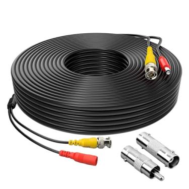 Imagem de Omilik Pacote com 1 cabo de alimentação BNC de 19,8 m para câmera de segurança para sistema de vigilância CCTV DVR com conectores (BNC fêmea e BNC para RCA) (preto, 1,8 m)
