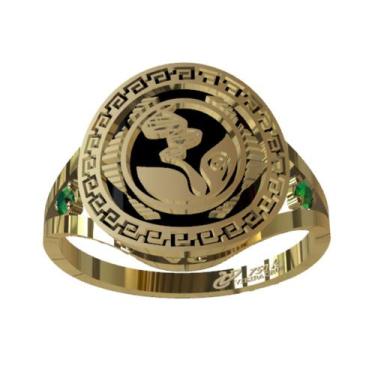 Imagem de Anel de Formatura Biologia em Ouro 18K - Vieira Cruz Joias, 18, Preto