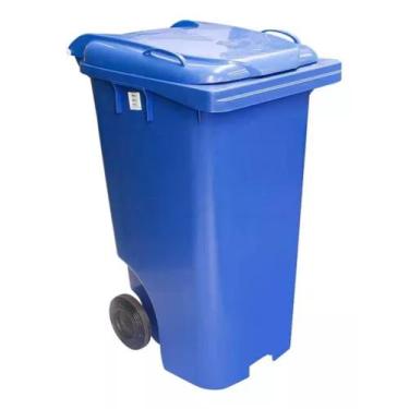 Imagem de Conteiner Lixeira Plastico 120 Litros Com Rodas De 200mm - JSN, Azul
