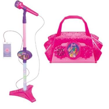 Imagem de Brinquedo Musical Barbie Dreamtopia Microfone Com Pedestal E Bolsinha 