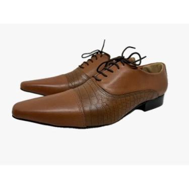 Imagem de Sapato Masculino Italiano Em Couro Marrom Bico Fino Ref: D859 - ART SA
