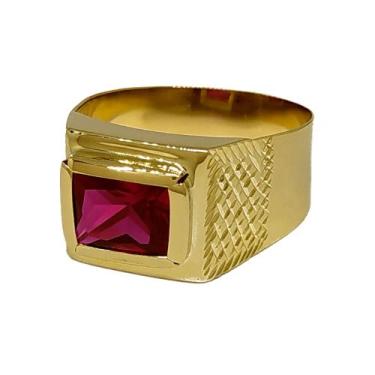 Imagem de Anel Em Ouro 18k 750 Masculino Pedra Retangular Cores, 16