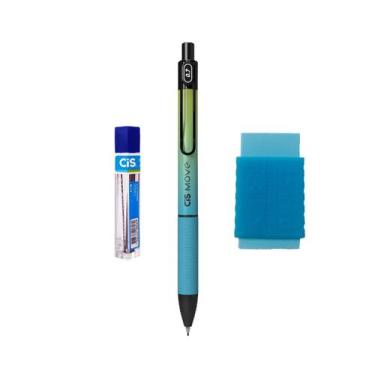 Imagem de Kit Lapiseira Move 0.7 Verde/Azul+Grafite+ Borracha Neon AZ - CIS
