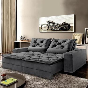 Imagem de Sofá 4 lugares retrátil e reclinável 2,30 dallas  cinza- bonequinha mó