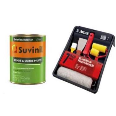 Imagem de KIT TINTA ACRILICO FOSCO RENDE MUITO BRANCO 0,9L E ACESSÓRIOS DE PINTU