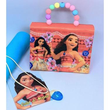Imagem de Kit Bolsa Infantil Mini Bag Cute Princesa Moana o Filme Alça Mão Pérol
