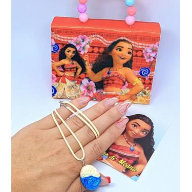 Imagem de Kit Bolsa Infantil Mini Bag Bolsinha Princesa Moana o Filme Alça Corre