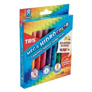 Imagem de Caneta Hidrocor Tris Mega Hidro Color Jumbo Fruits 8 Cores