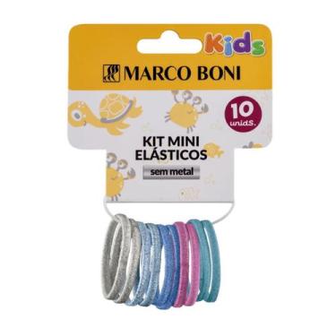 Imagem de Kit 10 Mini Elásticos Cabelo Sem Metal Brilhante Marco Boni, Colorido