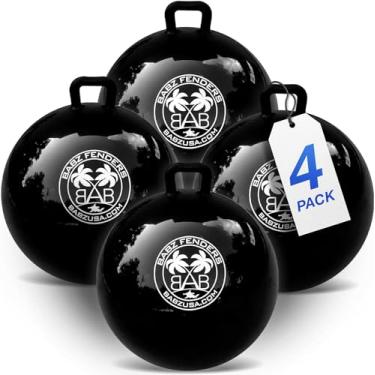 Imagem de BABZ - Clássico diâmetro de 61 cm - O para-choque inflável original para atracar, bote de amarração, fuzileiro naval, wakesurf, pontão, pesca, iates e mais (preto - (logotipo branco) - pacote com 4)