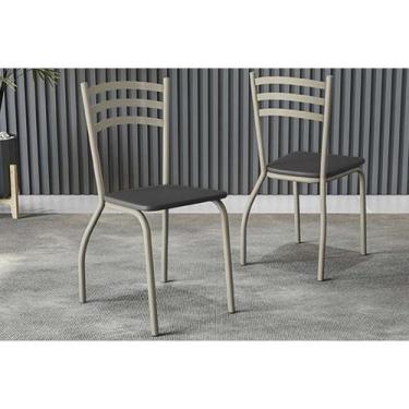 Imagem de Cadeira de Cozinha Portugal 2C007NK Aço Kit 2 Uni Niquel/Courano Preto