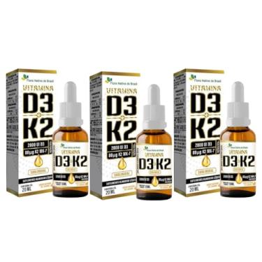 Imagem de 3x Vitamina D3 2000ui + Vit K2 Em Gotas 20ml Flora Nativa
