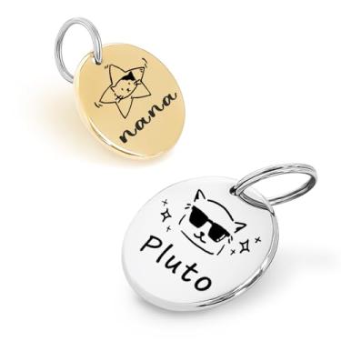 Imagem de Arte de Padrão Coroa de Flores - Placas de Identificação para Cães e Gatos Adequado para pets de médio porte - Aço Inoxidável com Gravação Profunda plaquinha Prata