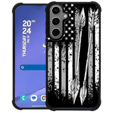 Imagem de Goodsprout Compatível com Samsung Galaxy S24 S25 Plus, bandeira americana tiro com arco e flecha ao ar livre, design incrível à prova de choque, anti-arranhões, capa traseira rígida de policarbonato