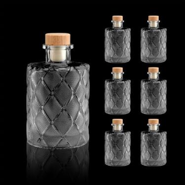 Imagem de PTSGCAI Garrafas de vidro transparente de 170 g - 200 ml [Pacote com 6] Garrafas de vidro de base pesada com tampa em T para vinho, bebidas, vinagre de óleo, kombucha, água de cerveja refrigerante com