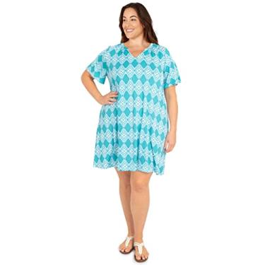 Imagem de Ruby Rd. Vestido feminino plus size com estampa floral, Adriatic Multi, 2X