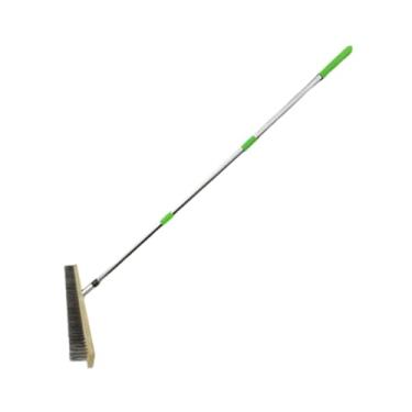 Imagem de Baoblaze Fio de aço Inoxidável Piso Escova Ferramenta de Limpeza Ao Ar Livre Superfícies Ásperas Pesadas Punho Destacável Multi Purpose Scrubber, 50 Cm Escova Cabeça