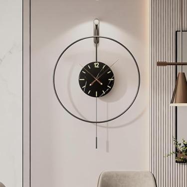 Imagem de Relógios de parede grandes para decoração de sala de estar, relógio de parede com pêndulo moderno, operado por bateria, silencioso, sem tique-taque, relógio decorativo de parede de quartzo para