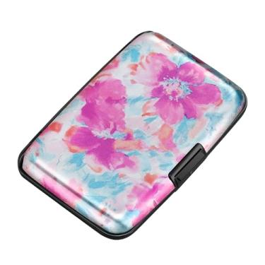 Imagem de ELFISH Mini carteira de alumínio RFID porta-cartões de crédito capa de metal para identidade masculina e feminina (aquarela Sakura), Sakura em aquarela
