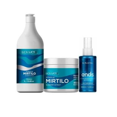 Imagem de Kit Mirtilo Lowell Shampoo 1 Litro + Máscara 450g + Regenerador Ends 1